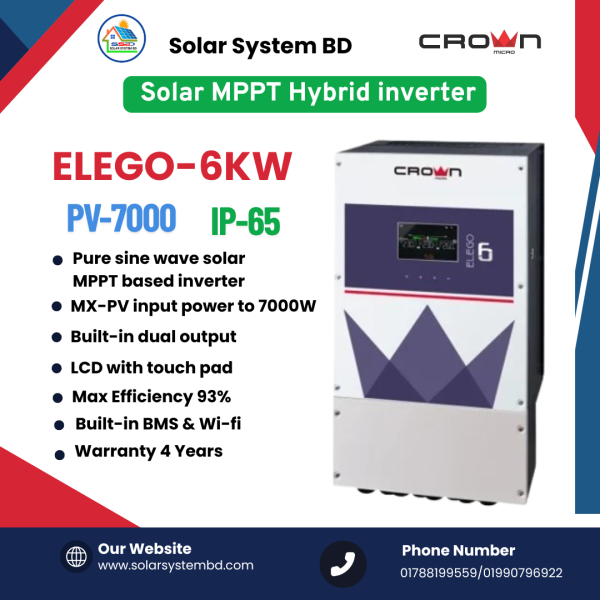 Crown Elego 6 kW Hybrid Solar Inverter Single Phase IP-65