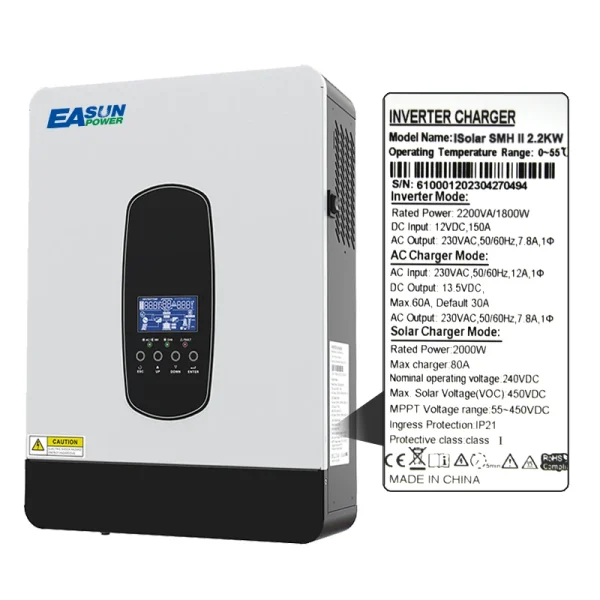 Easun Power Solar Hybrid Inverter 12V 2.2kva, 1800Watt Pure Sine Wave Inverter