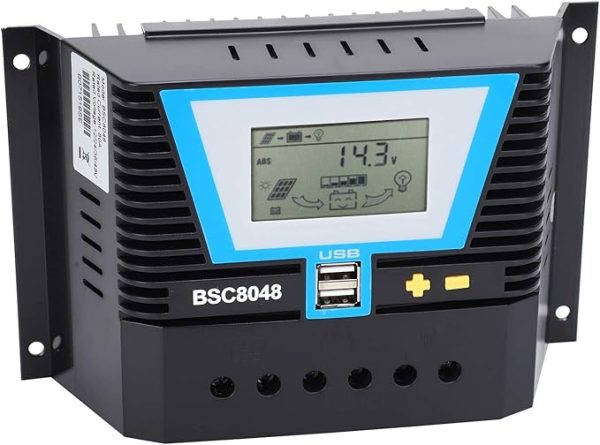 PWM, BSC6048 Solar Charge Controller 20A, Auto LCD Display with USB, for Battery 12V